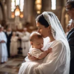 maman embrassant son bébé lors d’un baptême chez audelices-de-july à Castelnaudary,