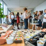 Buffet professionnel audelices-de-july à Castelnaudary, verrines et plats individuels lors d'un événement d'entreprise,